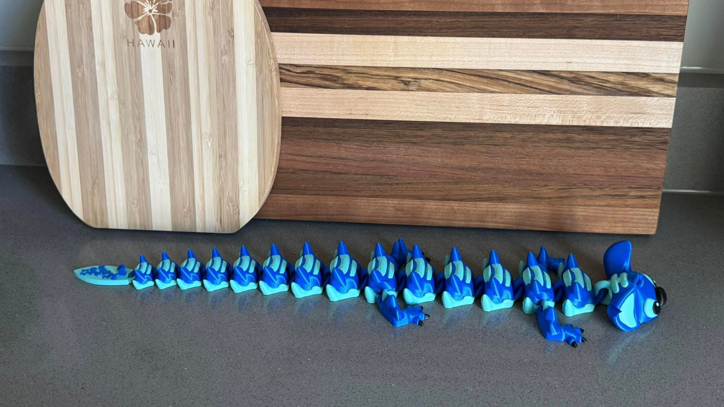 3D PRINTED PINK ALIEN ARTICULATED DRAGON