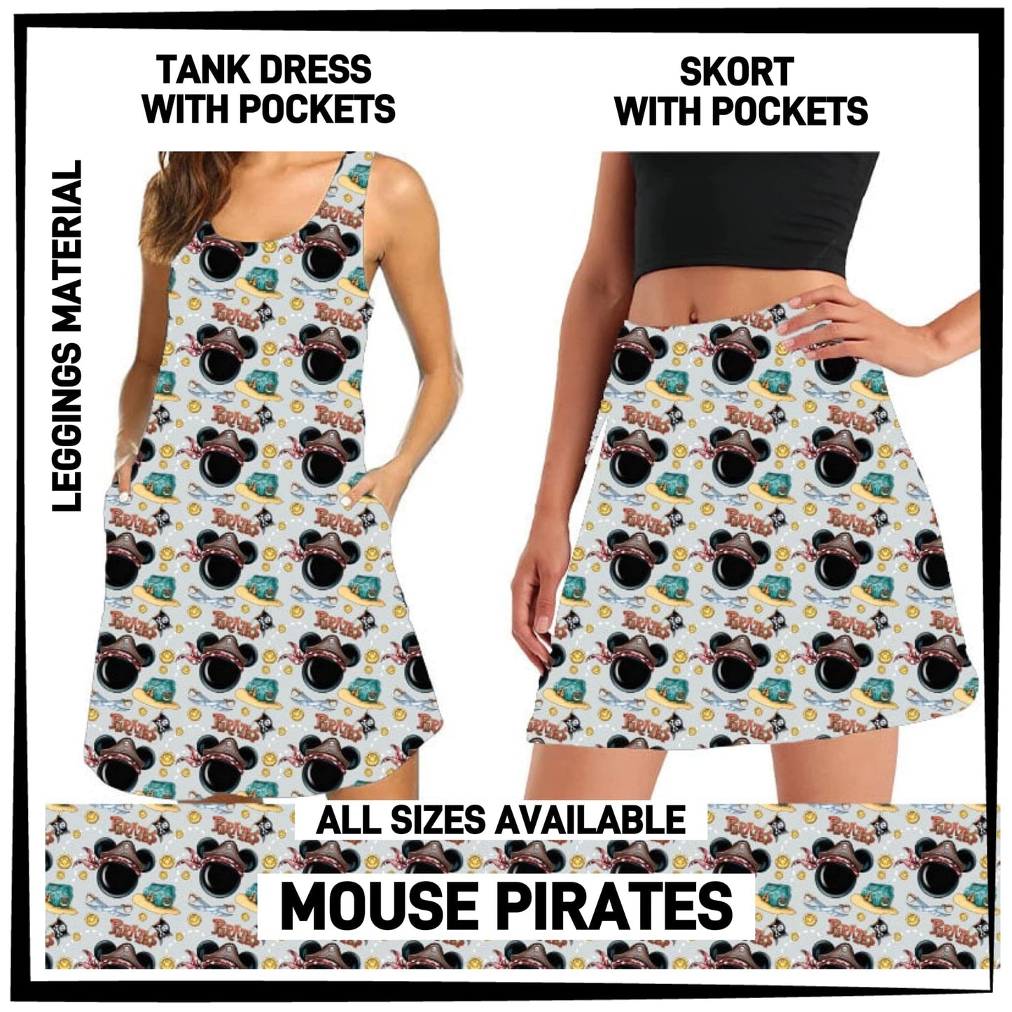 RTS - Mouse Pirates Tank Dress/Skort with Side Pockets