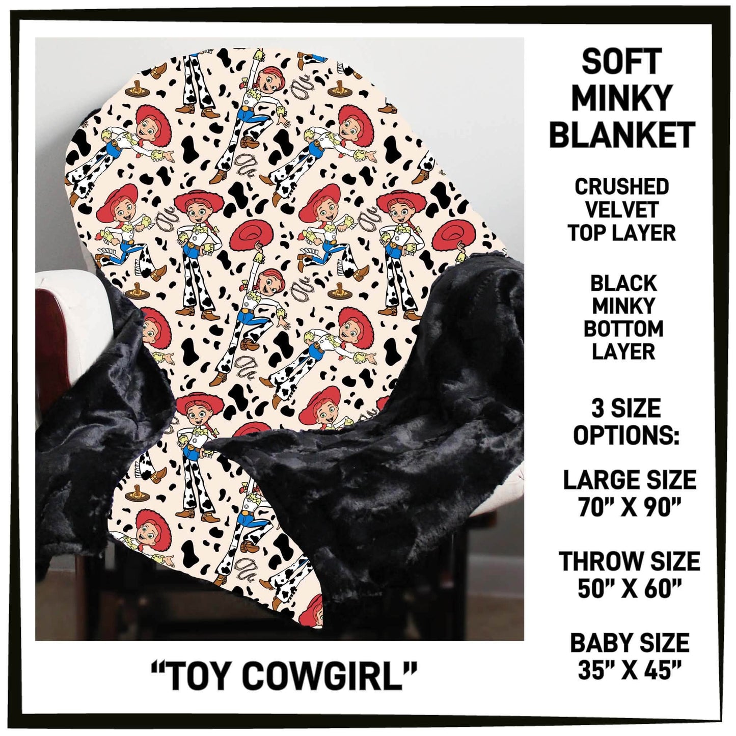 MI8B - Toy Cowgirl Minky Blanket - Preorder Closing 7/15 ETA: Late Sept