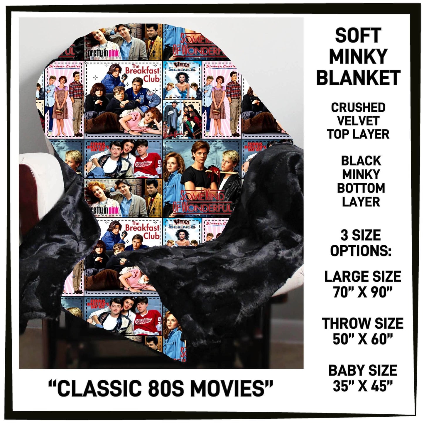 MI8B - Classic 80s Movies Minky Blanket - Preorder Closing 7/15 ETA: Late Sept