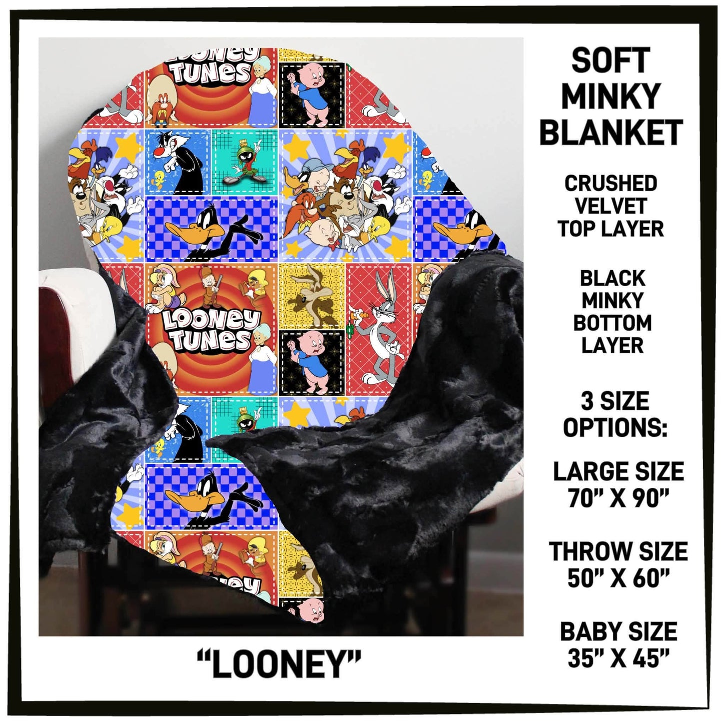 MI8B - Looney Minky Blanket - Preorder Closing 7/15 ETA: Late Sept