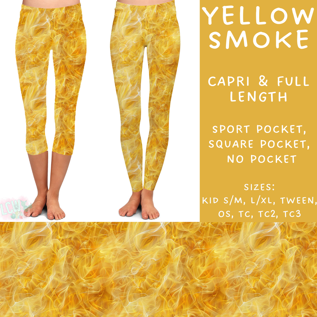 Ready to Ship - Yellow Smoke Capri Length Leggings - No Pocket TC2