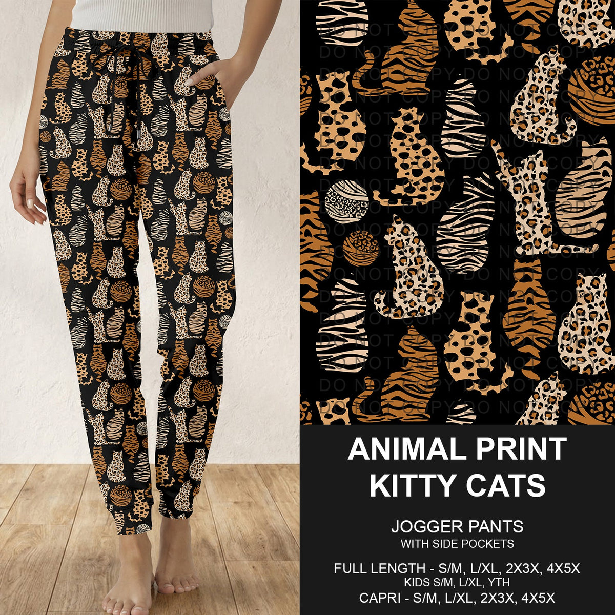 B316 - Preorder Animal Print Kitty Cats Joggers (Closes 10/11. ETA: mid Dec.)