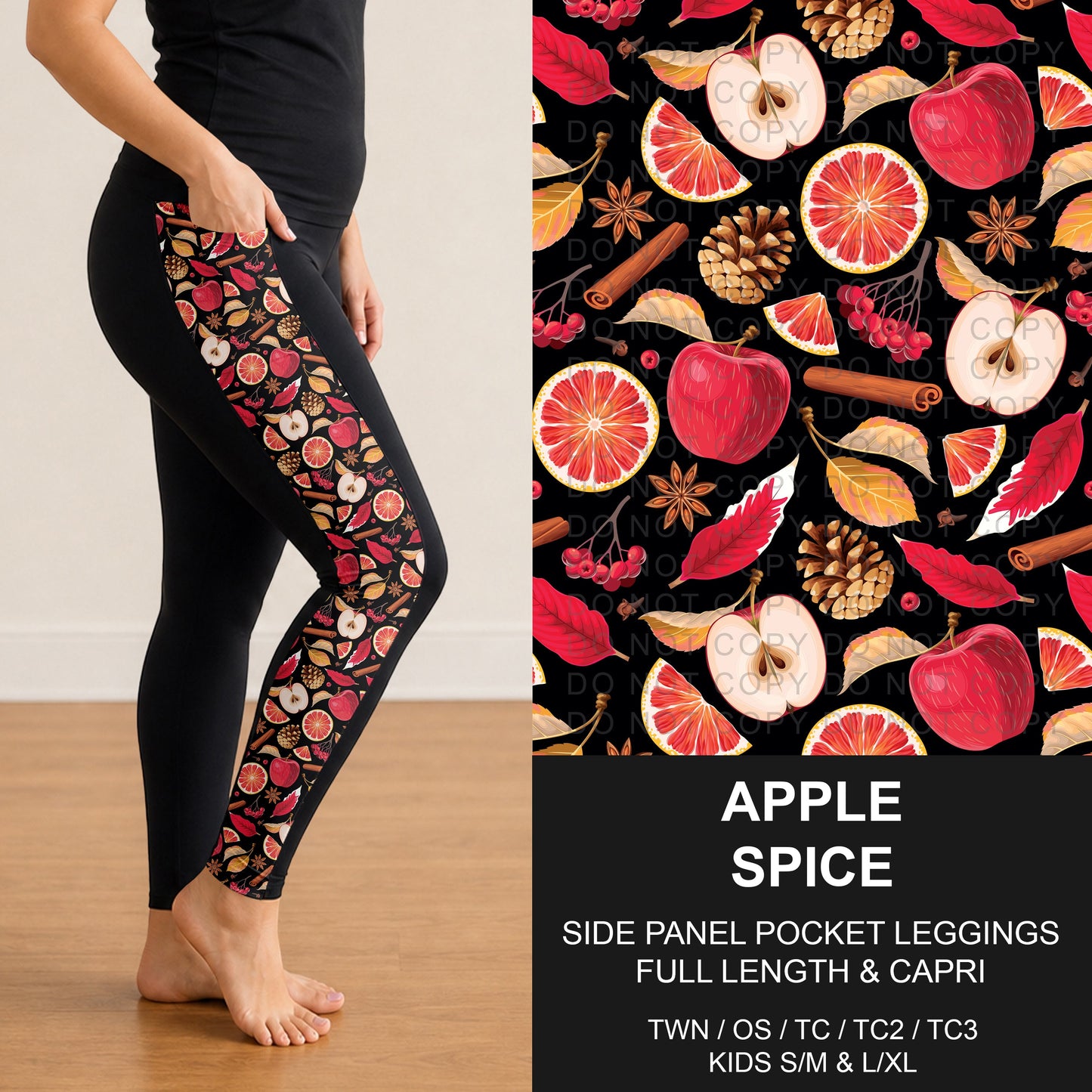 B308 - Preorder Apple Spice Side Panel Pocket Leggings (Closes 8/16. ETA: late Oct.)