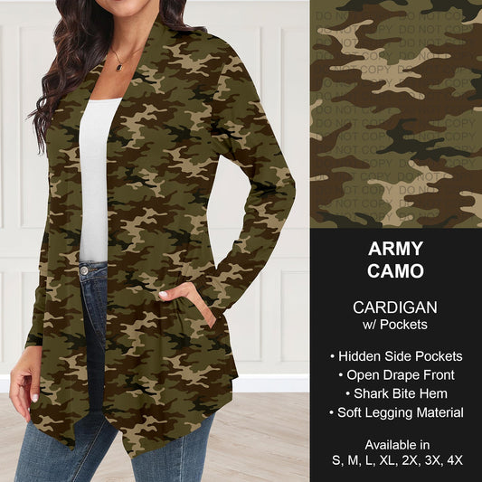 B251 - Preorder Army Camo Cardigan w/ Pockets (Closes 9/14. ETA: mid Nov.)