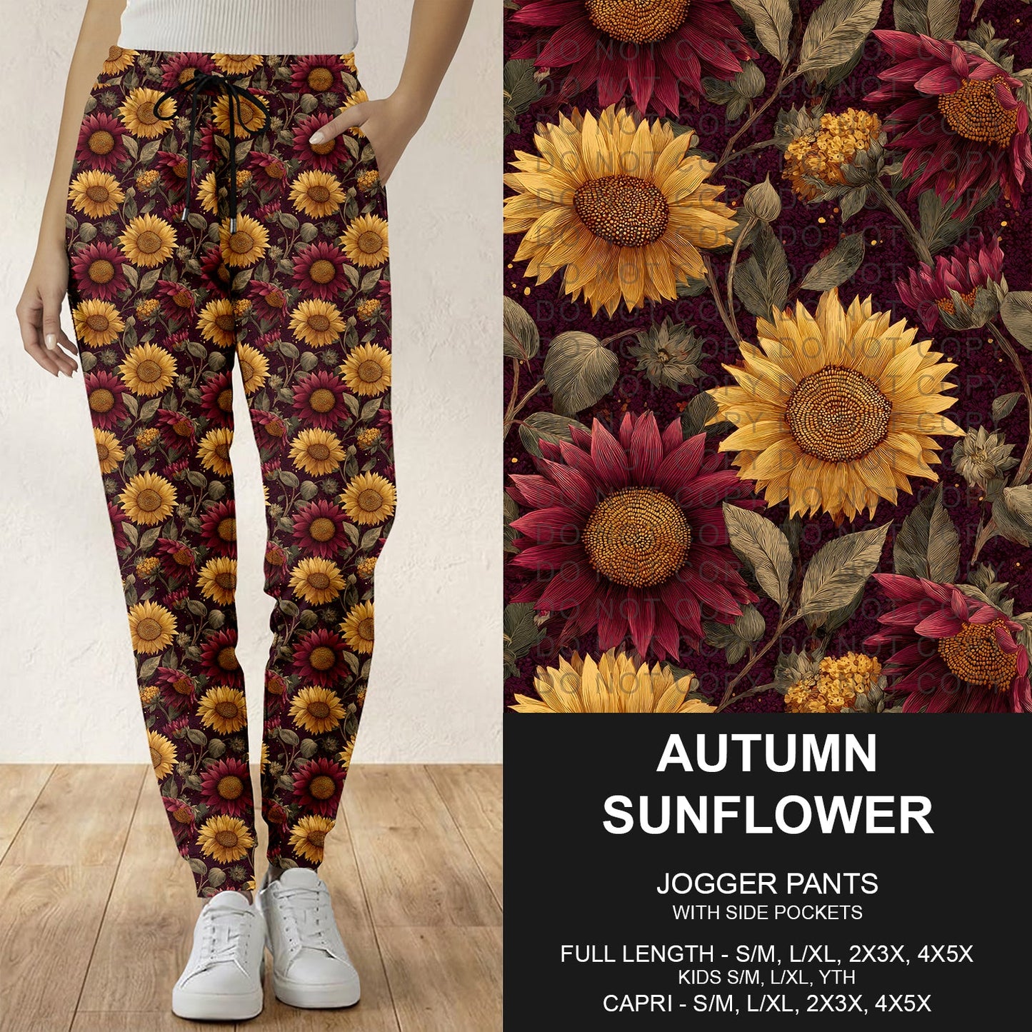 B308 - Preorder Autumn Sunflower Joggers (Closes 8/16. ETA: late Oct.)