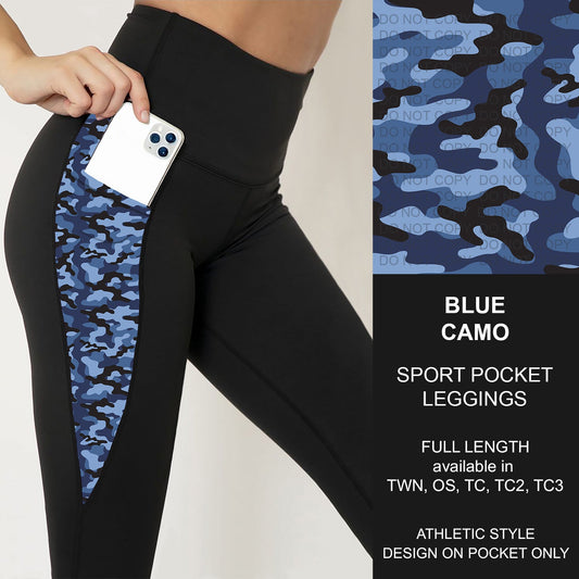 B251 - Preorder Blue Camo Sport Pocket Leggings (Closes 9/14. ETA: mid Nov.)
