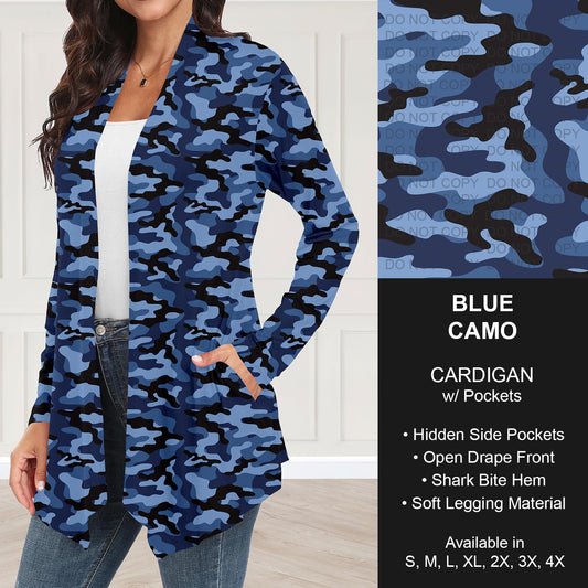 B251 - Preorder Blue Camo Cardigan w/ Pockets (Closes 9/14. ETA: mid Nov.)