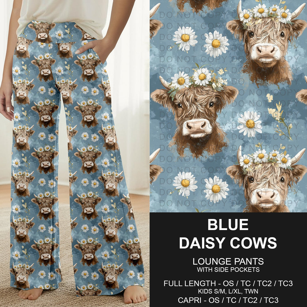 B317 - Preorder Blue Daisy Cows Lounge Pants (Closes 10/18. ETA: late Dec.)