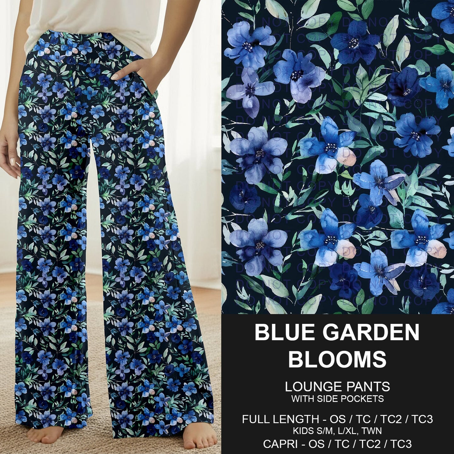 B310 - Preorder Blue Garden Blooms Lounge Pants (Closes 8/30. ETA: late Oct.)
