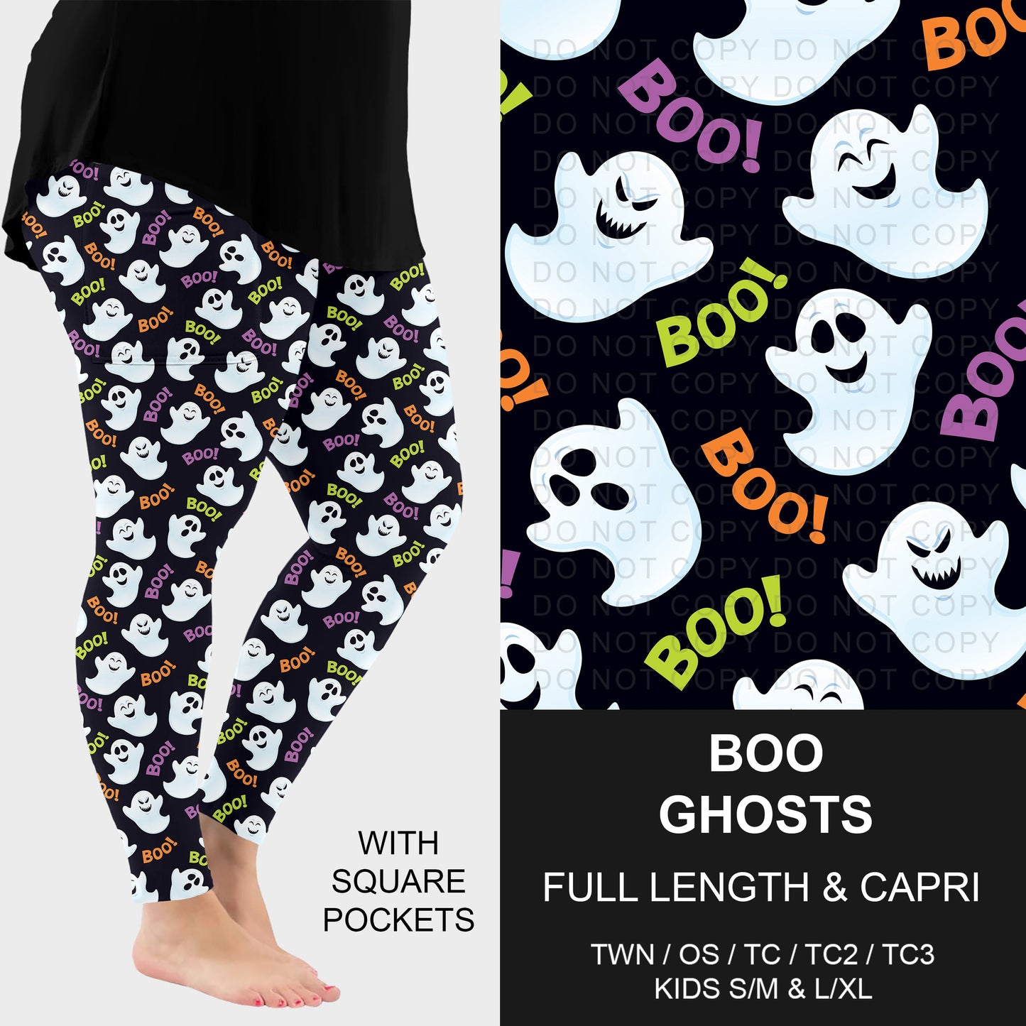 B307 - Preorder Boo Ghosts Leggings w/ Pockets (Closes 8/02. ETA: early Oct.)