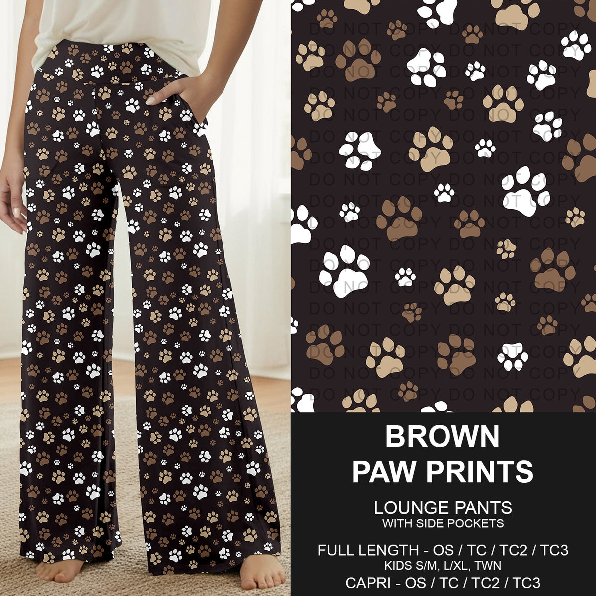 B316 - Preorder Brown Paw Prints Lounge Pants (Closes 10/11. ETA: mid Dec.)
