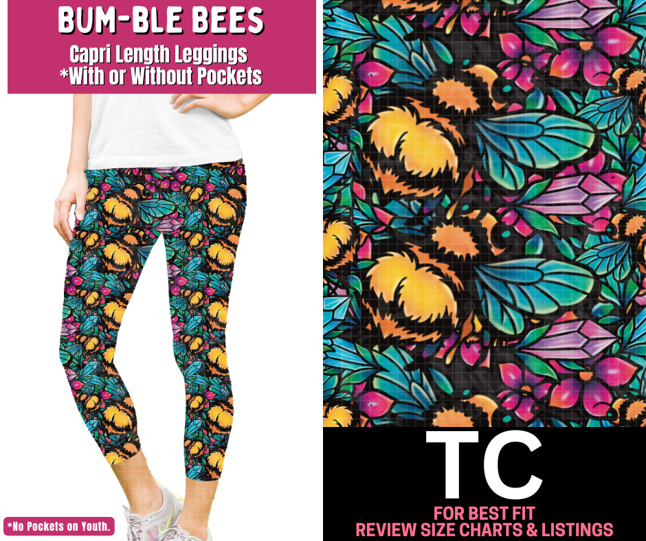 Bum-ble Bees Capri Length Leggings w/ Pockets