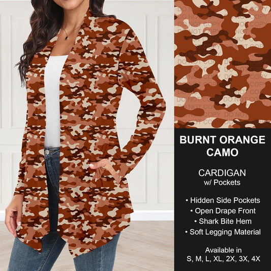 B251 - Preorder Burnt Orange Camo Cardigan w/ Pockets (Closes 9/14. ETA: mid Nov.)