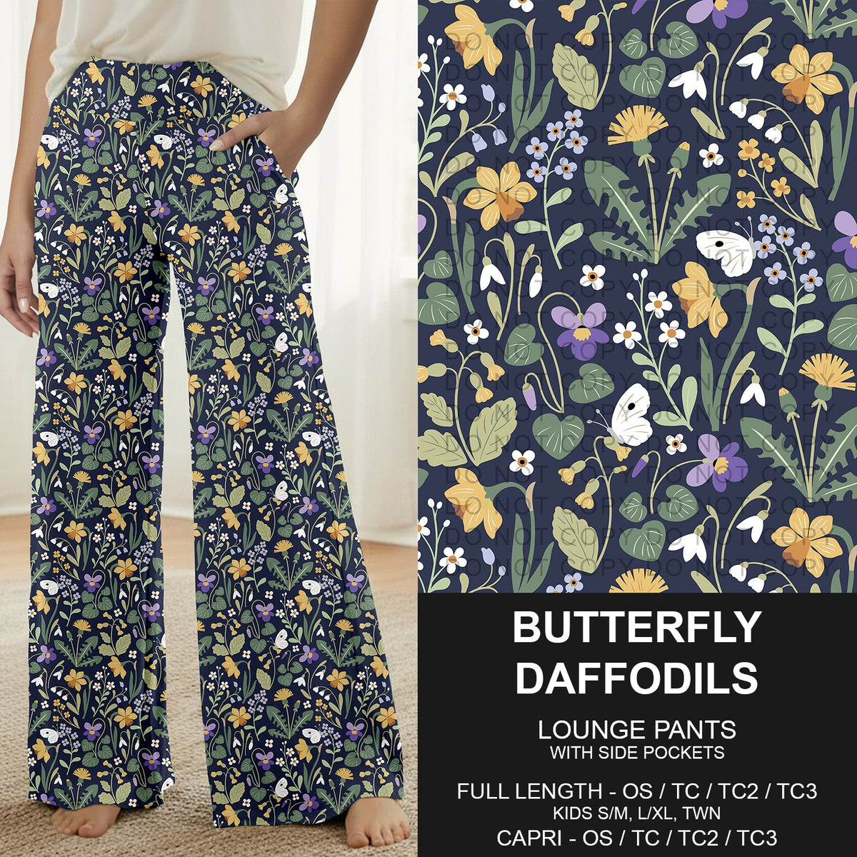 B316 - Preorder Butterfly Daffodils Lounge Pants (Closes 10/11. ETA: mid Dec.)
