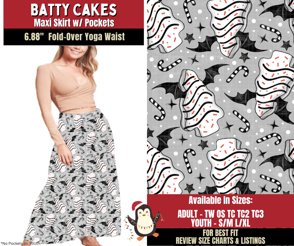 Preorder! Closes 9/4. ETA Dec. Batty Cakes Maxi Skirt