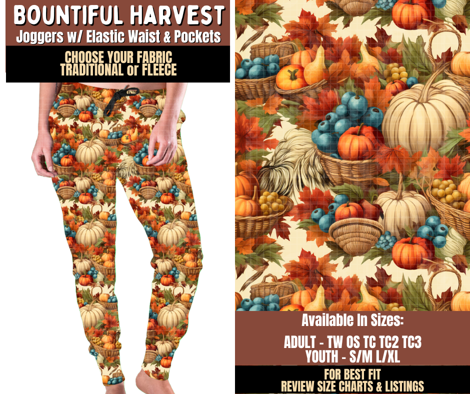 Preorder! Closes 7/27. ETA Oct. Bountiful Harvest Joggers Choose Fleece or Traditional