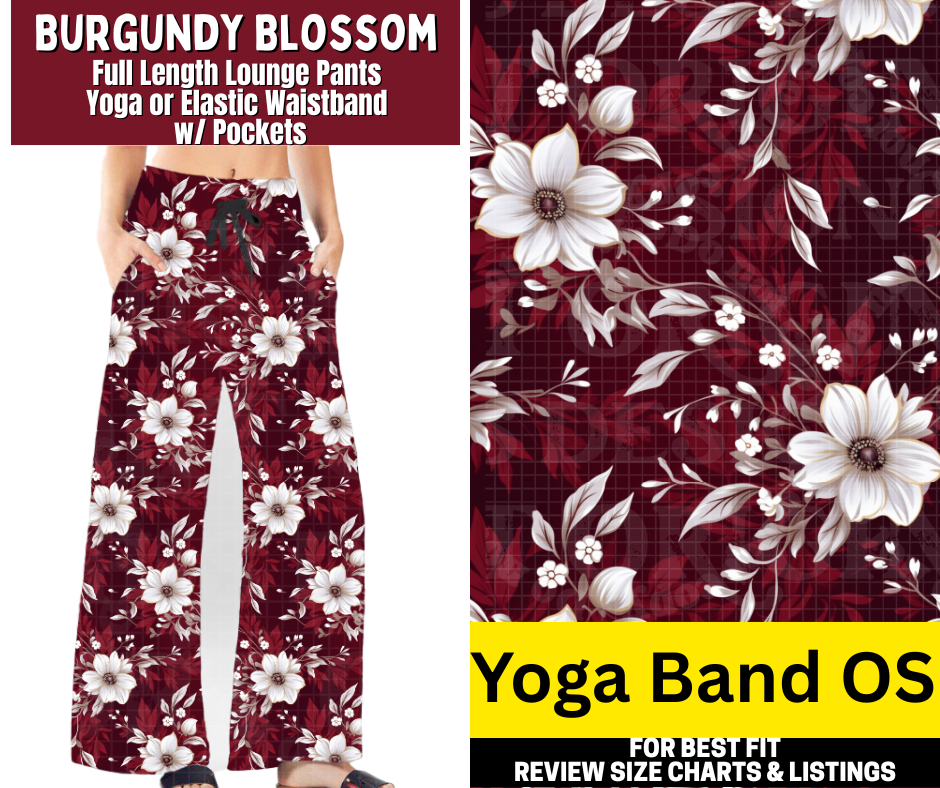 Burgundy Blossom Fleece Lounge Pants