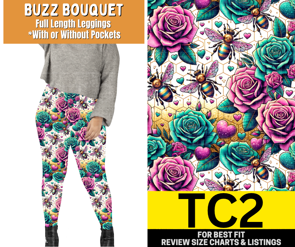 Buzz Bouquet Full Length Leggings w/ Pockets