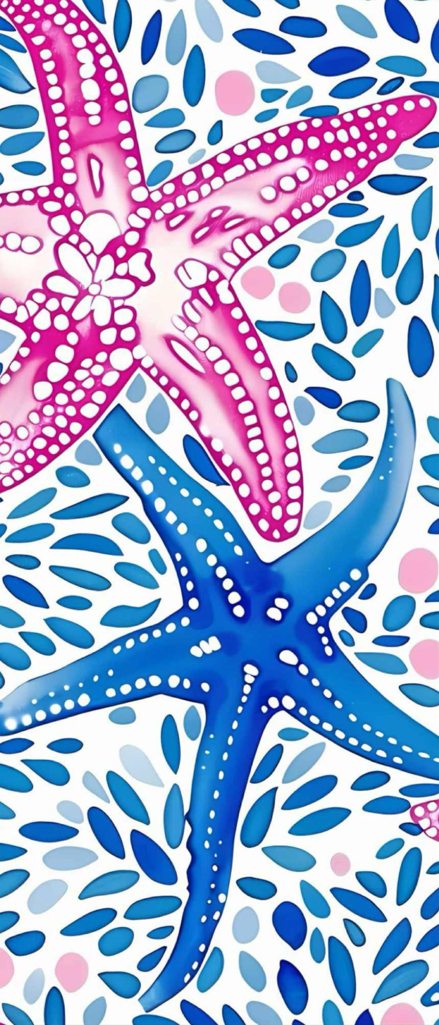 RTS - Blue Pink Starfish Yoga Leggings with Front Pockets