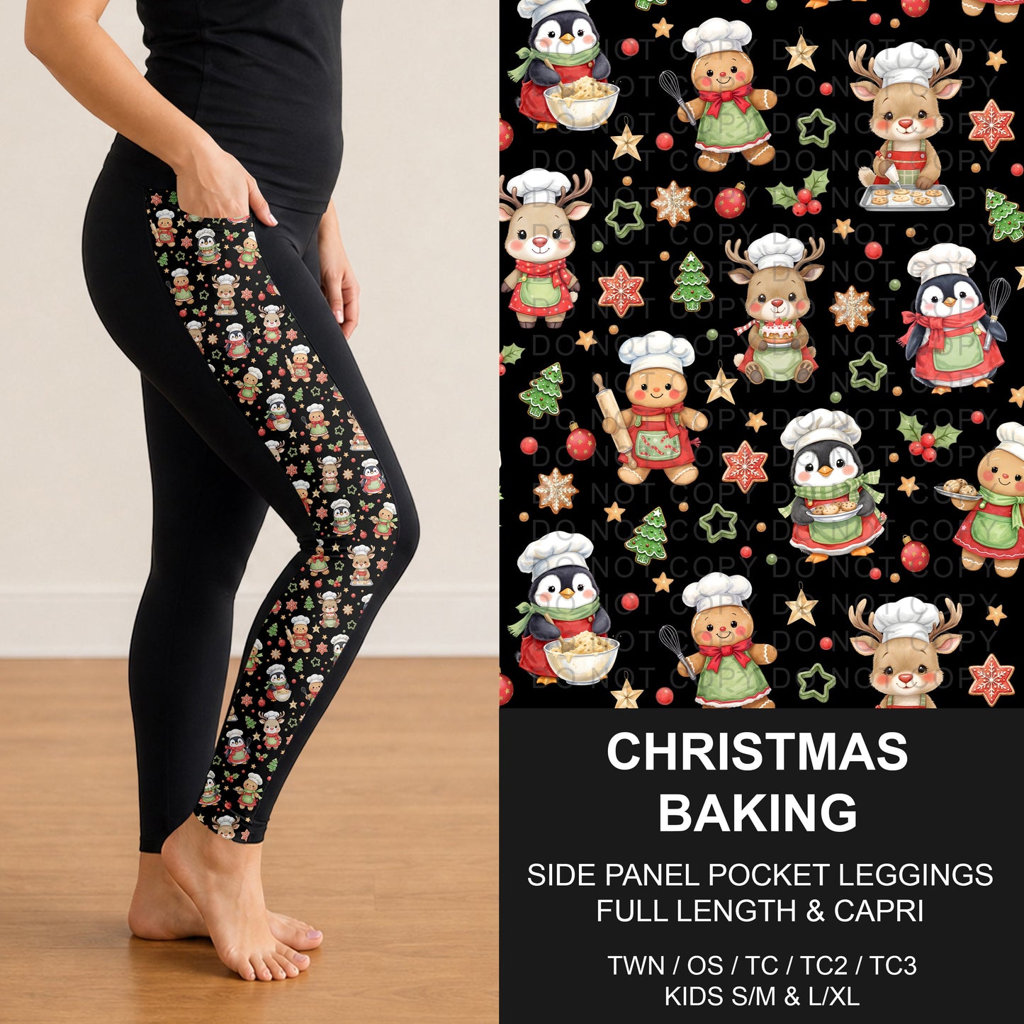 B311 - Preorder Christmas Baking Side Panel Pocket Leggings (Closes 9/06. ETA: mid Nov.)