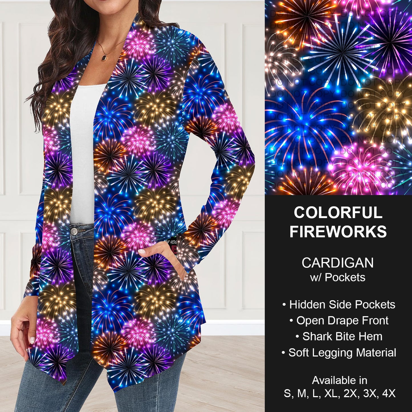 B284 - Preorder Colorful Fireworks Cardigan w/ Pockets (Closes 4/12. ETA: early June)
