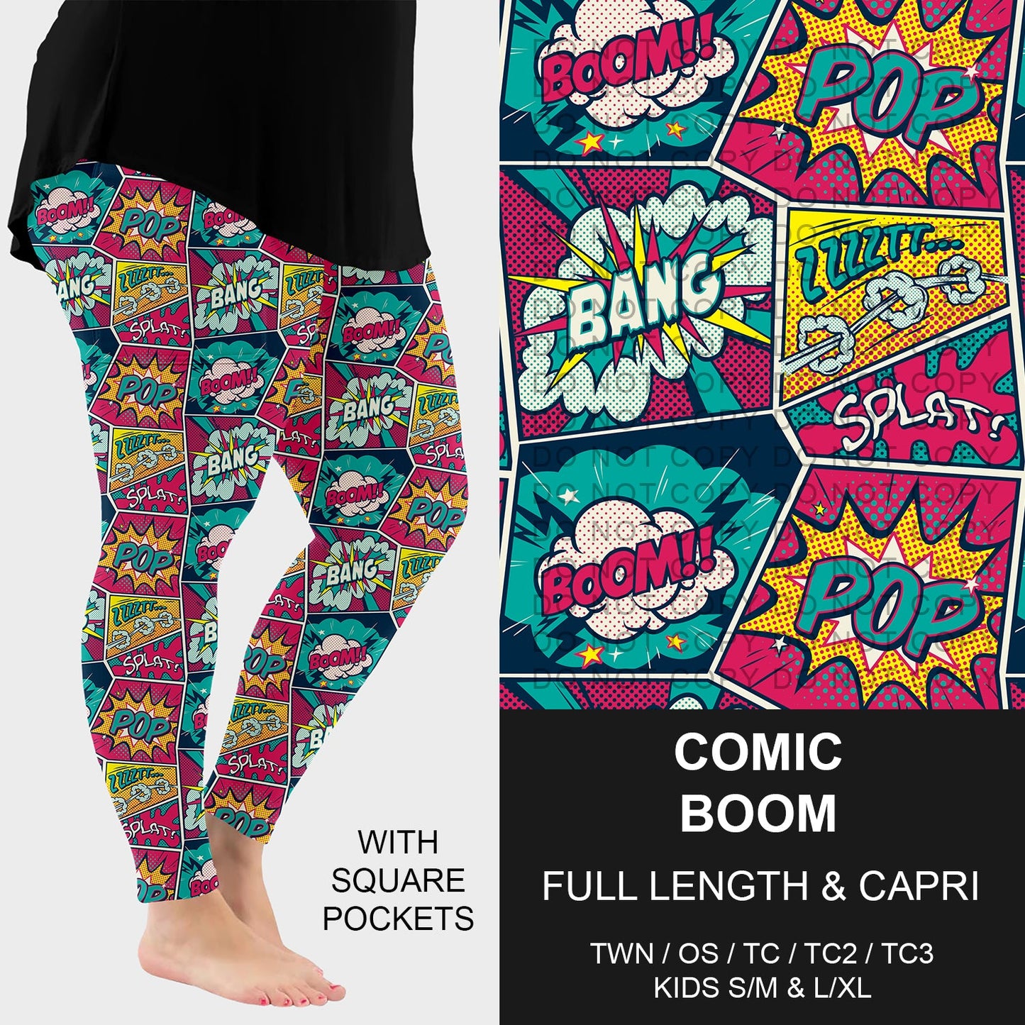 B286 - Preorder Comic Boom Leggings w/ Pockets (Closes 4/19. ETA: late June)