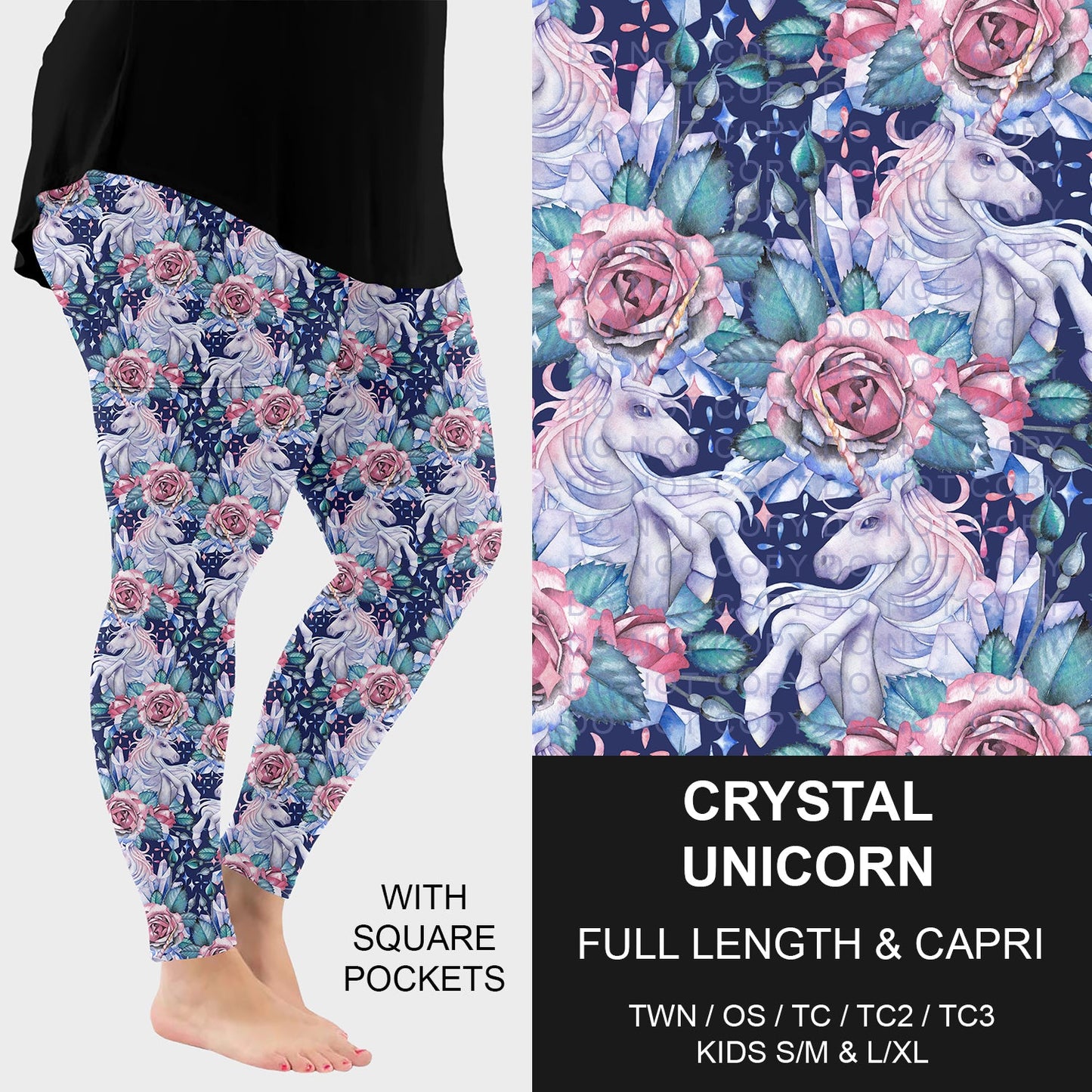 B292 - Preorder Crystal Unicorn Leggings w/ Pockets (Closes 5/24. ETA: late July)