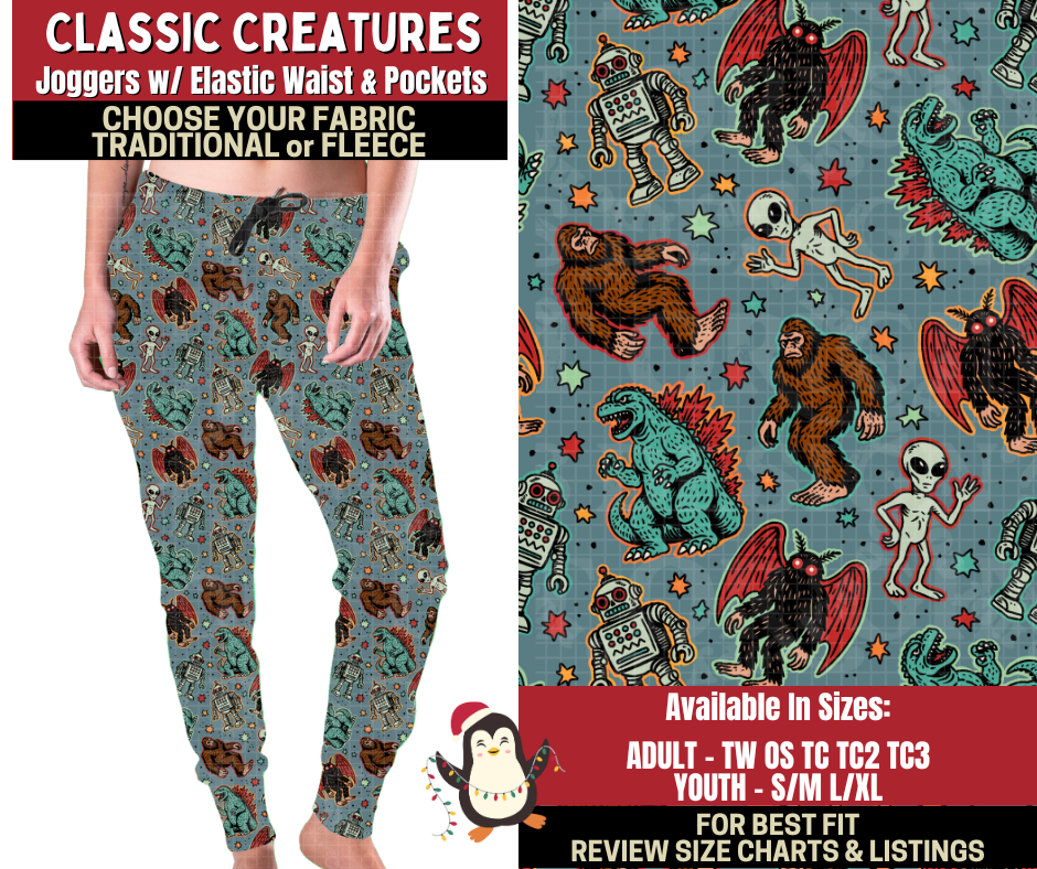 Preorder! Closes 9/4. ETA Dec. Classic Creatures Joggers Choose Fleece or Traditional