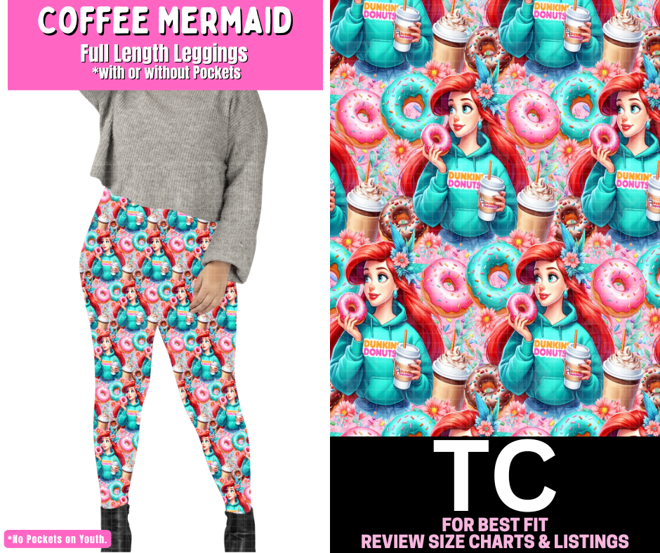 Coffee Mermaid Full Length Leggings w/ Pockets