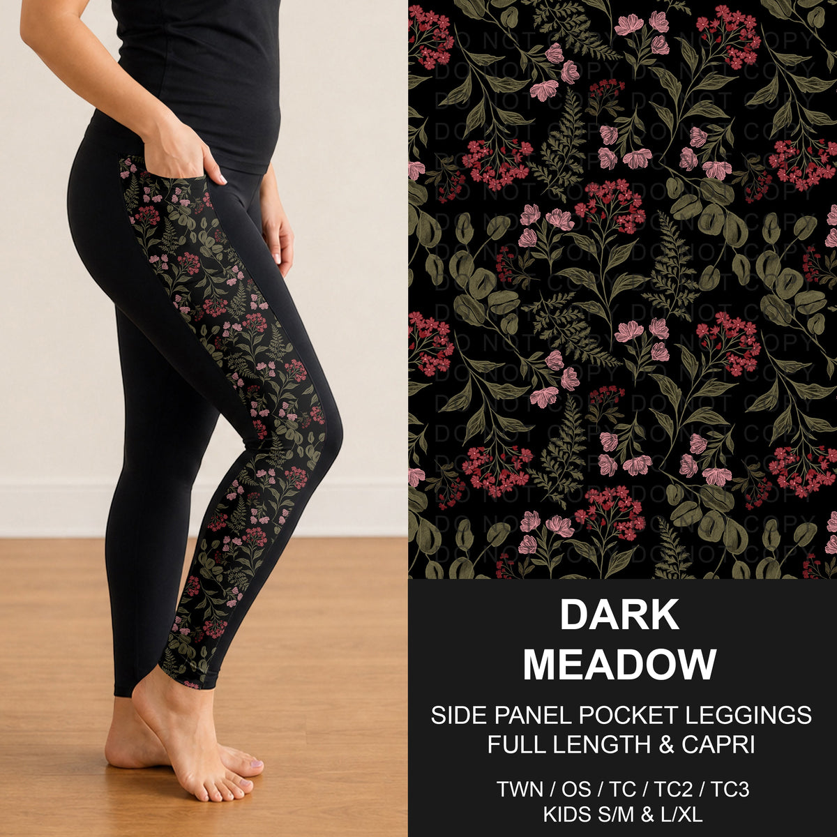 B316 - Preorder Dark Meadow Side Panel Pocket Leggings (Closes 10/11. ETA: mid Dec.)