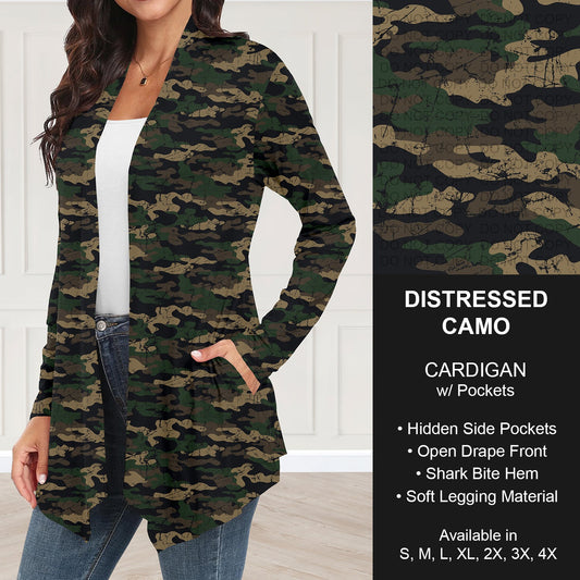 B251 - Preorder Distressed Camo Cardigan w/ Pockets (Closes 9/14. ETA: mid Nov.)