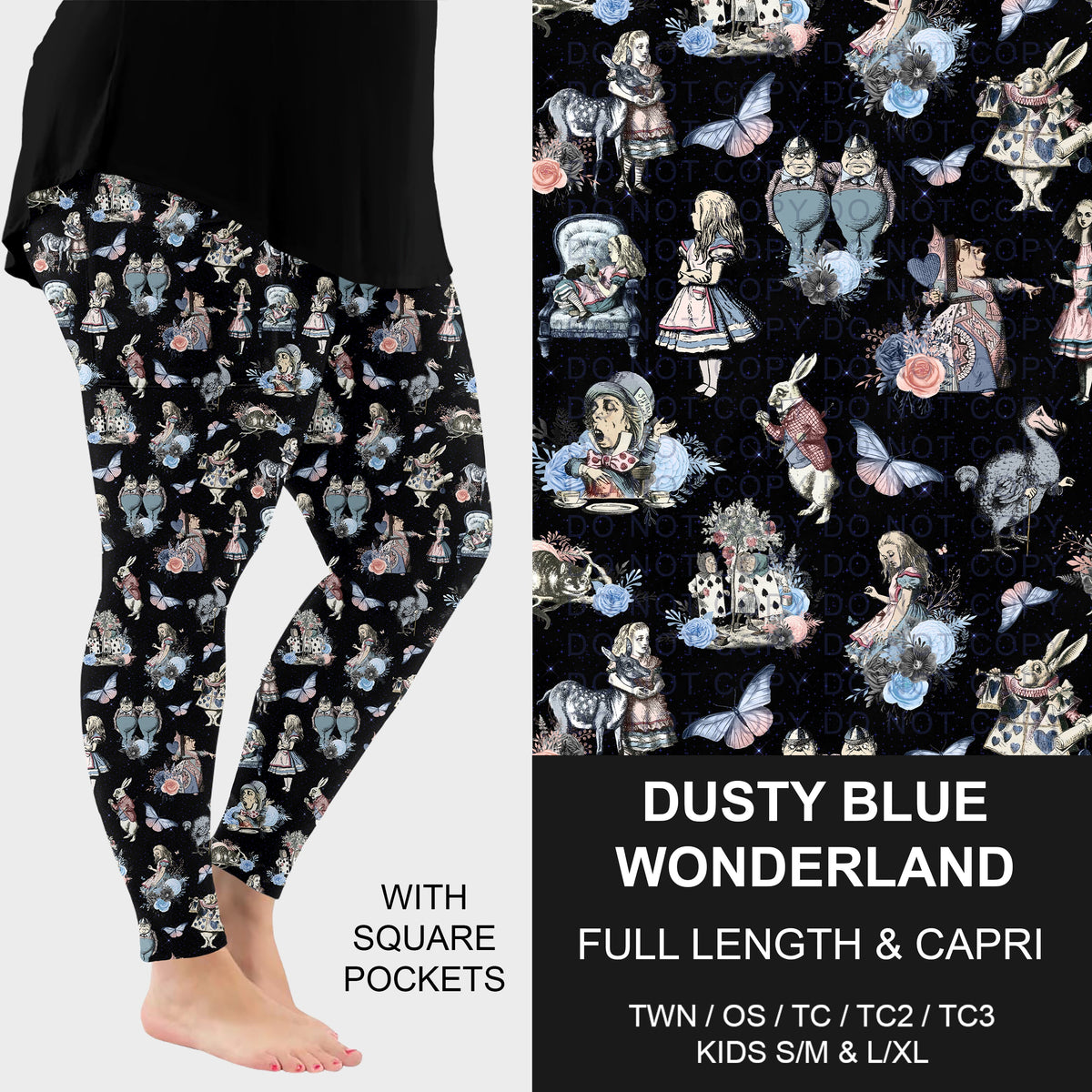 B317 - Preorder Dusty Blue Wonderland Leggings w/ Pockets (Closes 10/18. ETA: late Dec.)