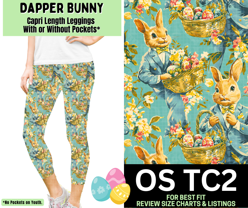 Dapper Bunny Capri Length Leggings w/ Pockets