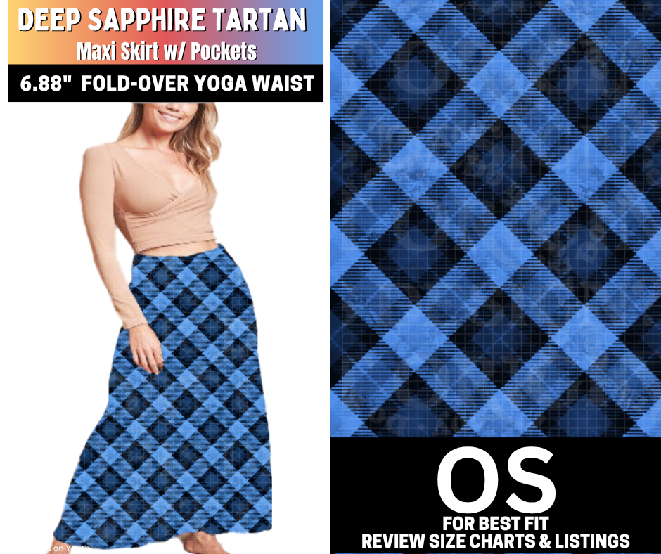 Deep Sapphire Tartan Maxi Skirt