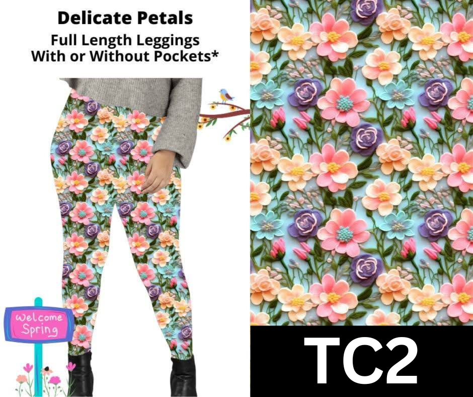 Delicate Petals Full Length Leggings w/ Pockets