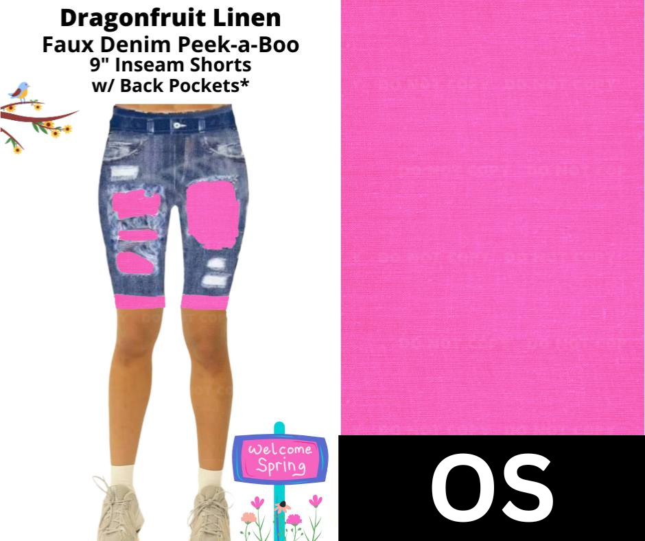 Dragonfruit Linen 9" Faux Denim Jamaica Shorts