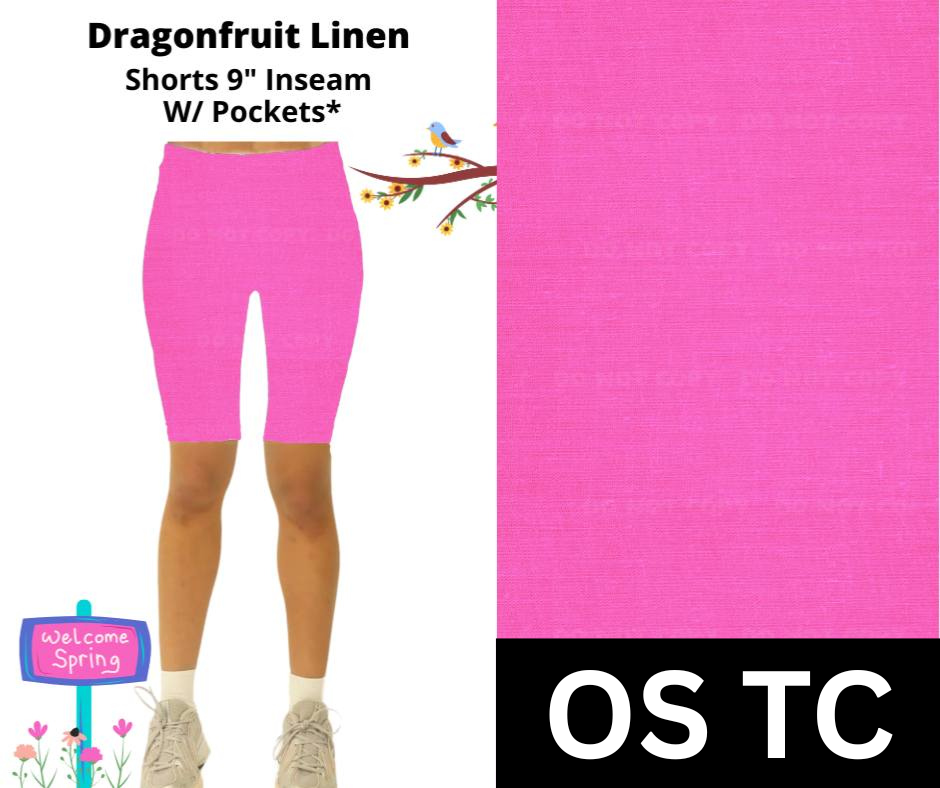 Dragonfruit Linen 9" Shorts w/ Pockets