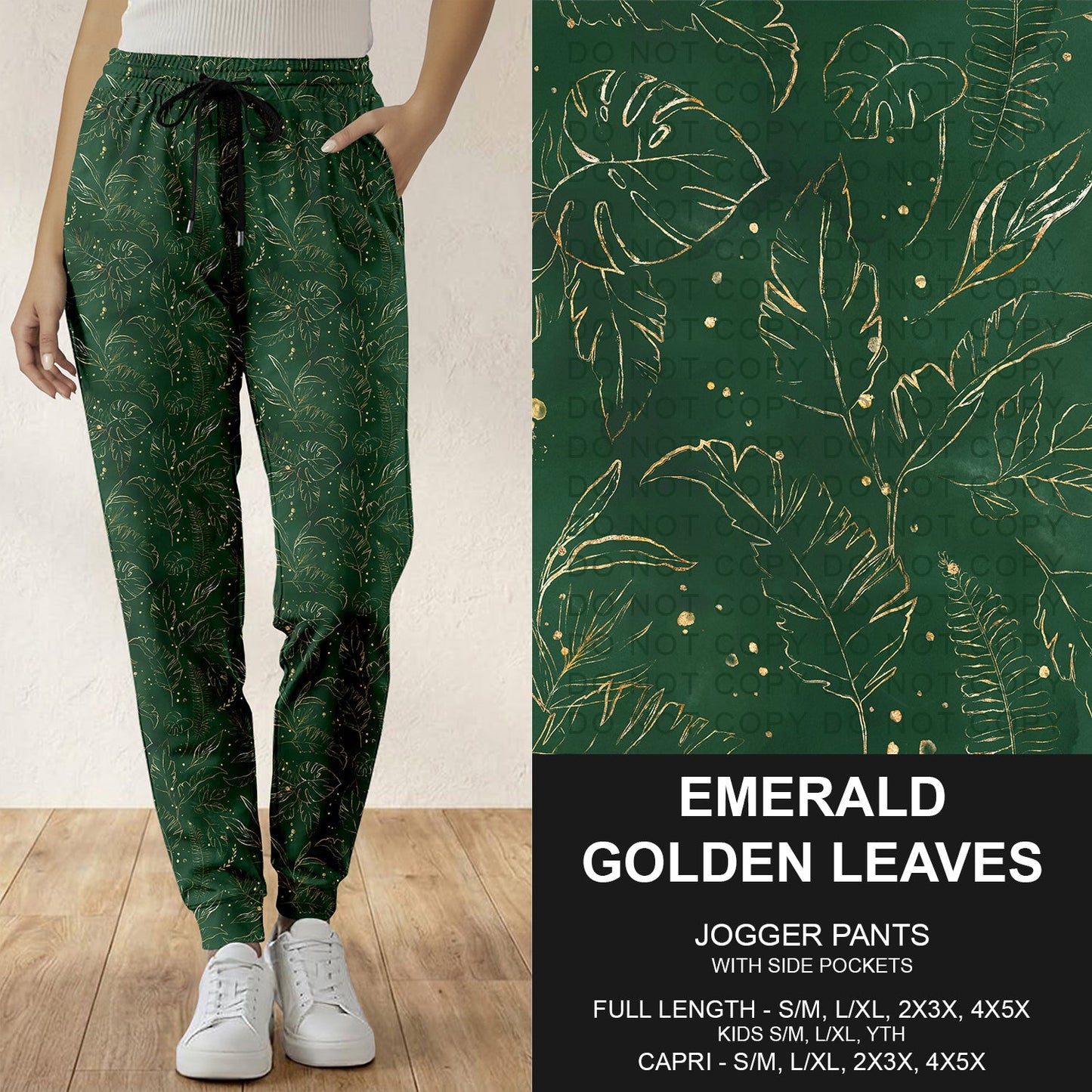B282 - Preorder Emerald Golden Leaves Joggers (Closes 3/29. ETA: early June)