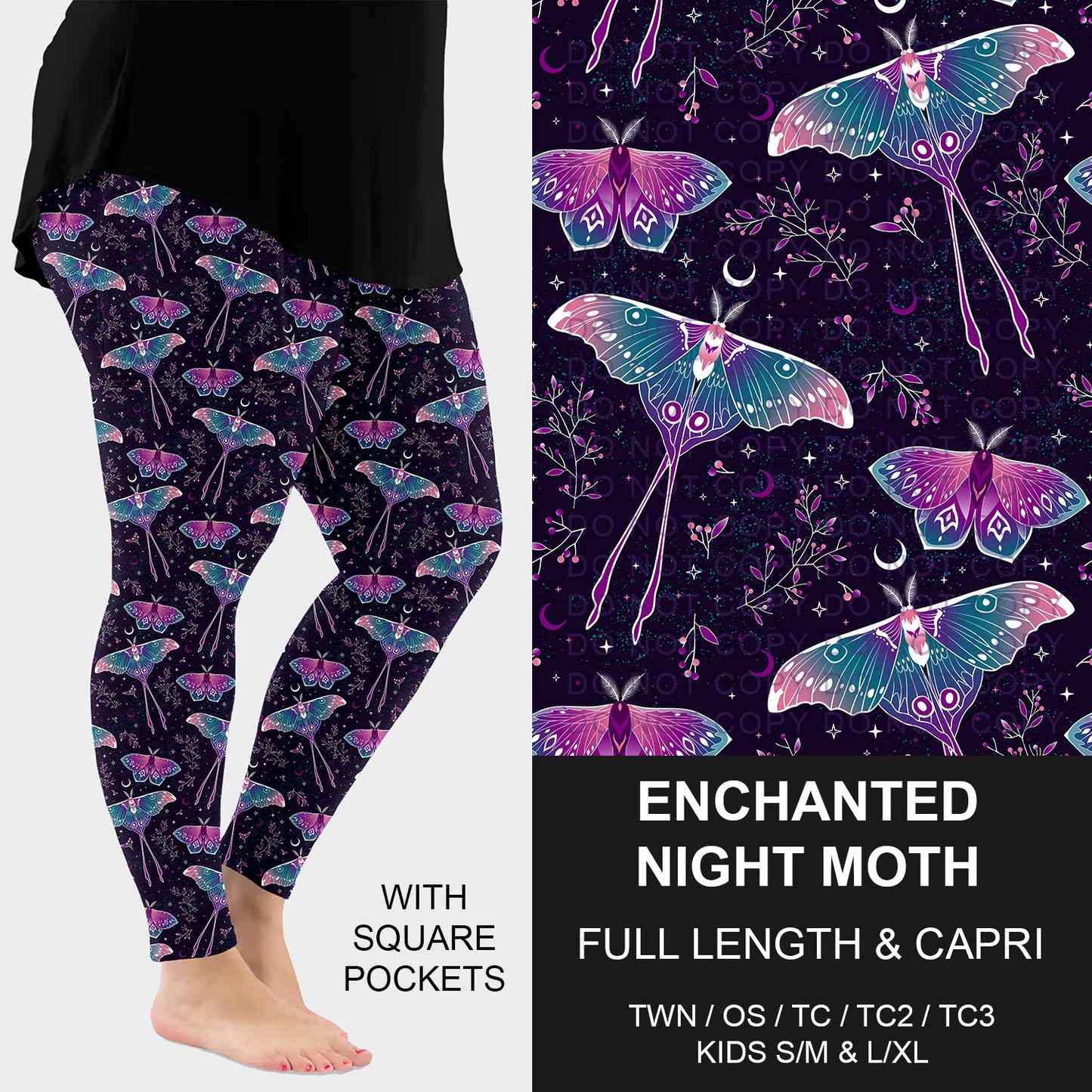 B264 - Preorder Enchanted Night Moth Leggings w/ Pockets (Closes 12/07. ETA: early Feb.)