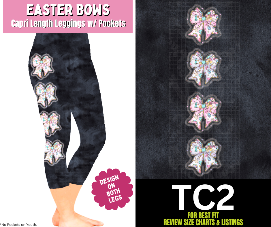 Easter Bows Capri Leggings w/ Side Leg Designs