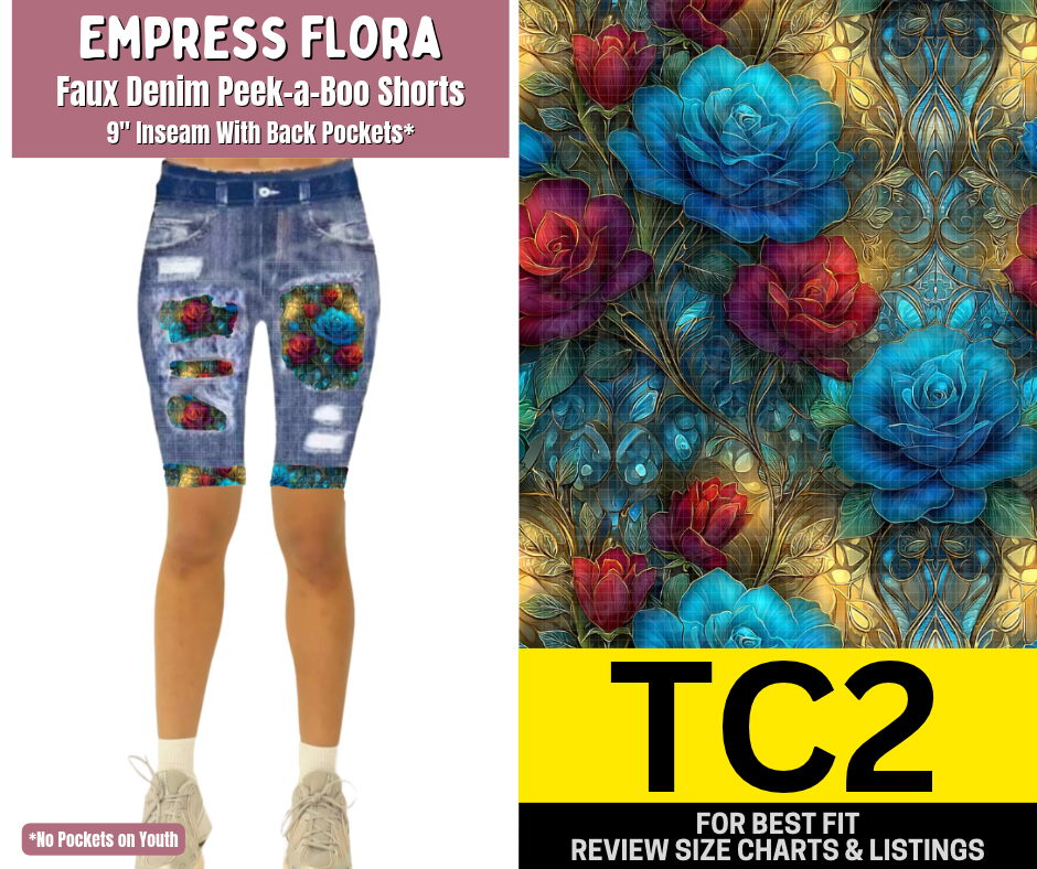 Empress Flora Faux Denim Peekaboo Jamaica Shorts