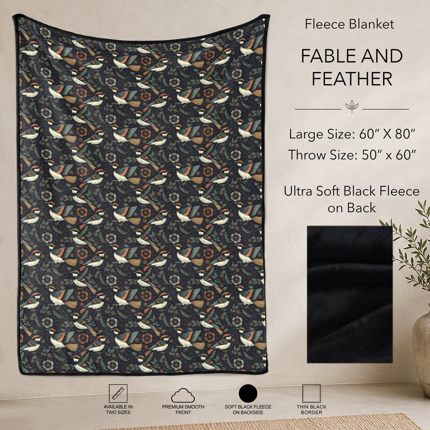 B304 - Pre-Order Fable and Feather Fleece Blanket (Closes 7/31. ETA: early Oct)