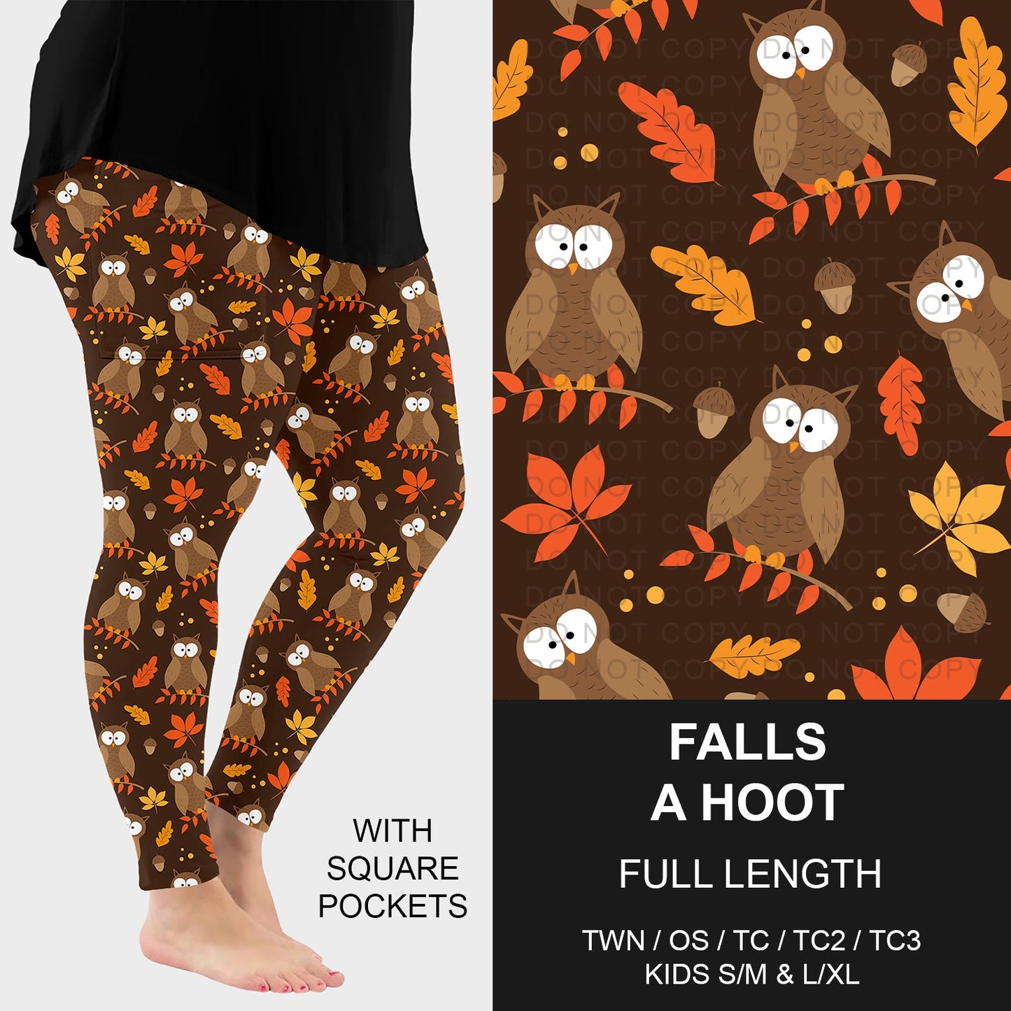 B250 - Preorder Falls a Hoot Leggings w/ Pockets (Closes 9/07. ETA early Nov.)