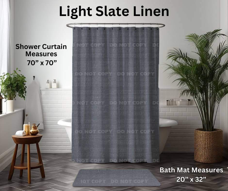 Light Slate Linen Custom Shower Curtain