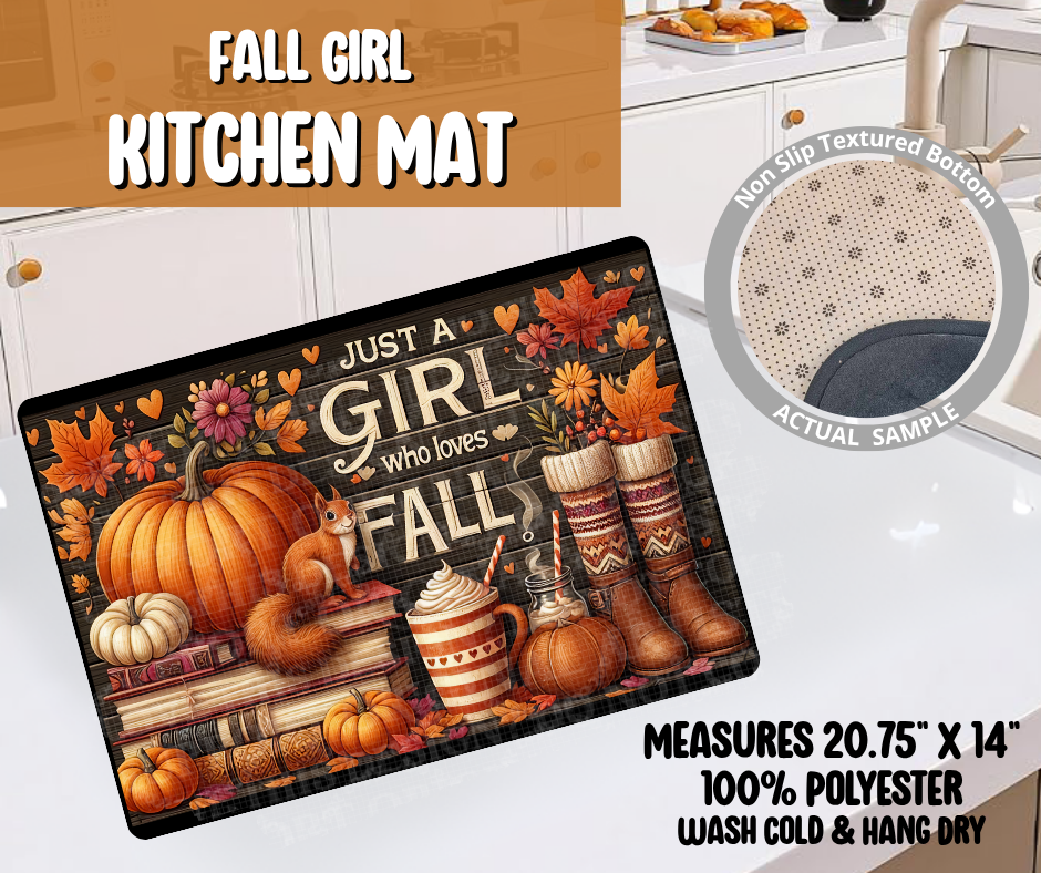 Fall Girl Kitchen Mat