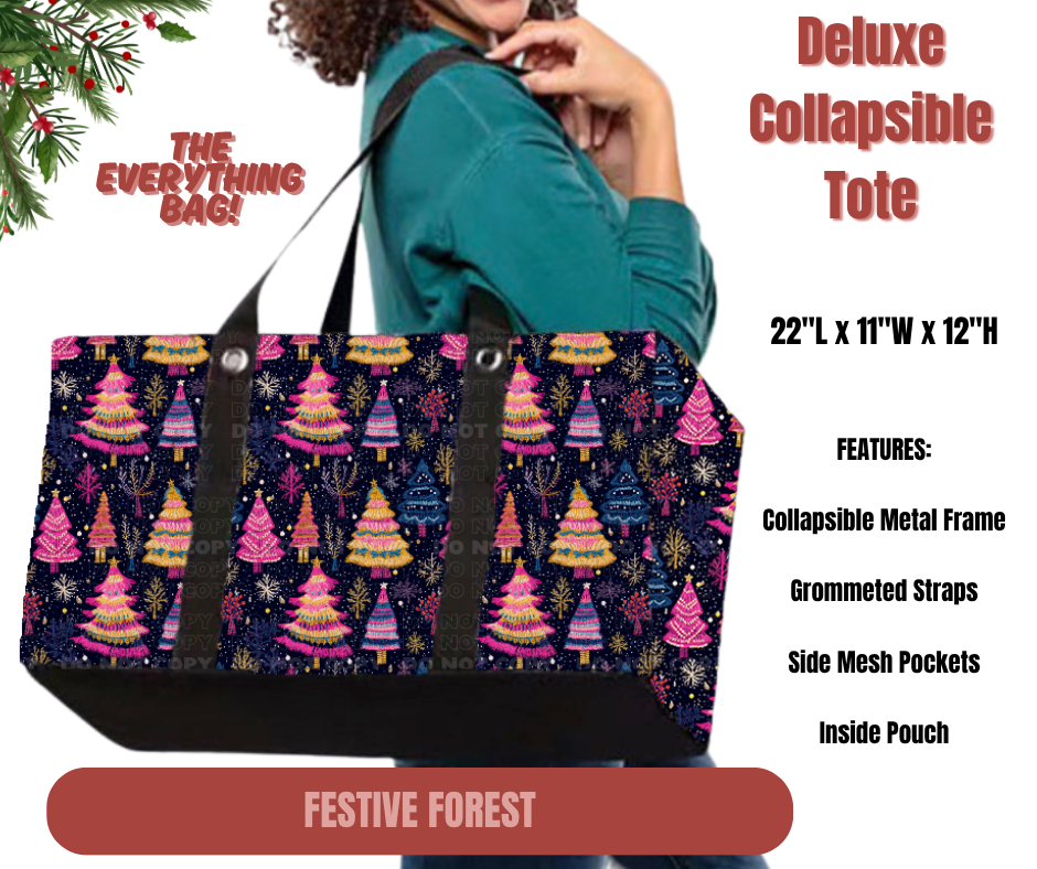 Preorder! Closes 9/1. ETA Dec. Festive Forest Collapsible Tote