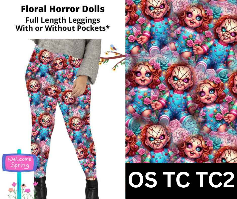 Floral Horror Dolls Full Length Leggings w/ Pockets