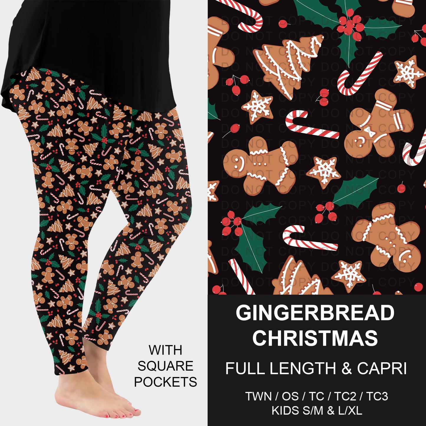 B303 - Preorder Gingerbread Christmas Leggings w/ Pockets (Closes 7/26. ETA: early Oct.)