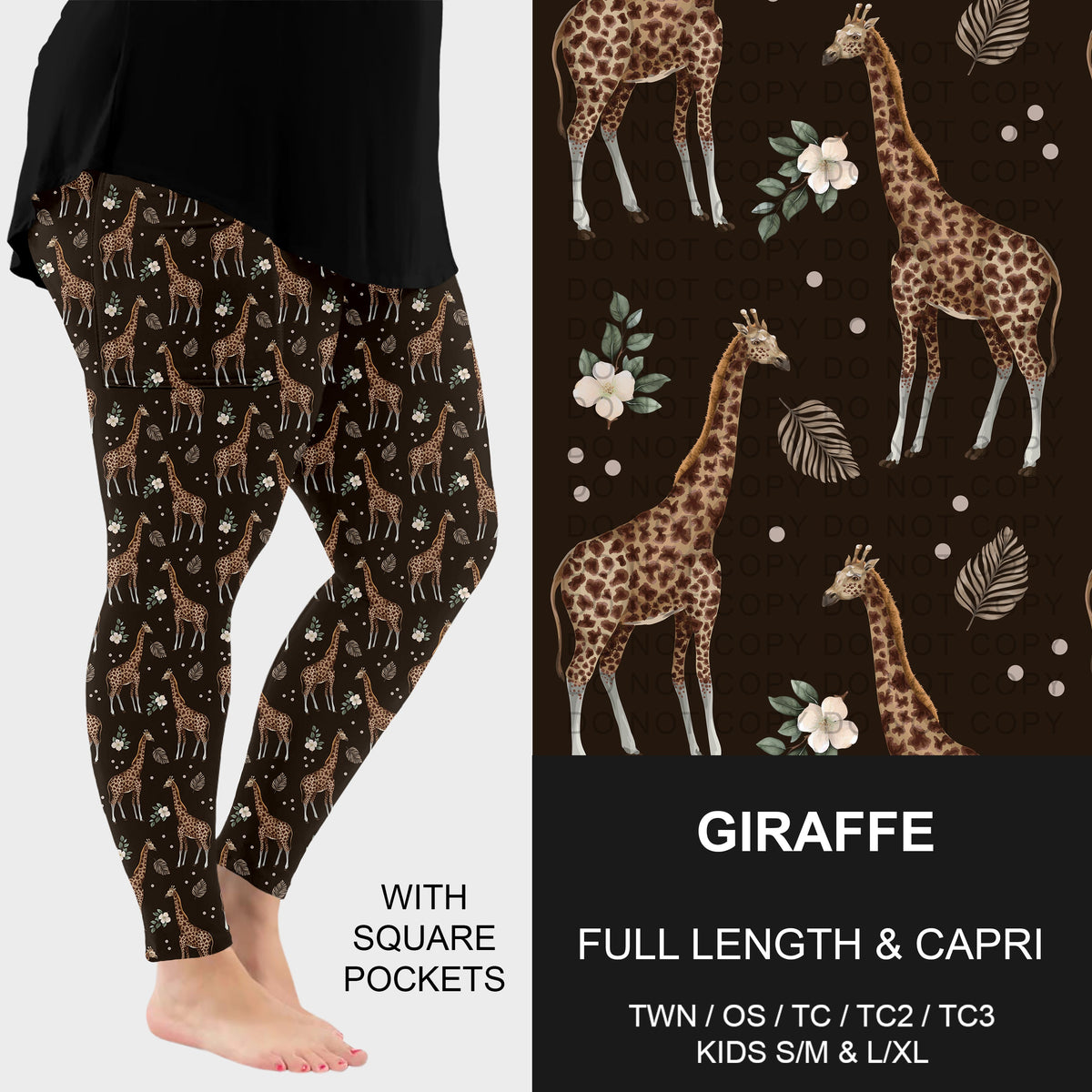 B314 - Preorder Giraffe Leggings w/ Pockets (Closes 9/27. ETA: late Nov.)